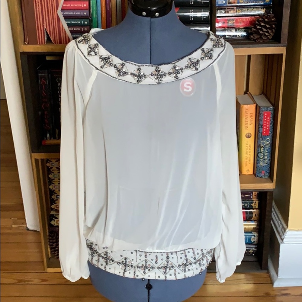 Charming Charlie beaded blouse